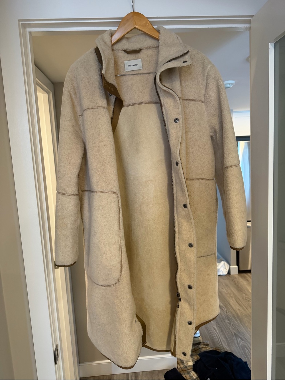 Holzweiler Soft Teddy Longline Coat - Beige
